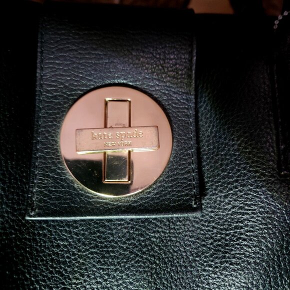 B'ful Kate Spade large Black pebble-leather purse - turn lock - Picture 2 of 11